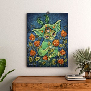 Physalis Keeper | Matte Paper Poster | Art Print | Wall Decor | Boho Decor | Fantasy Creature | Zyabra Creature | Fantasy Art