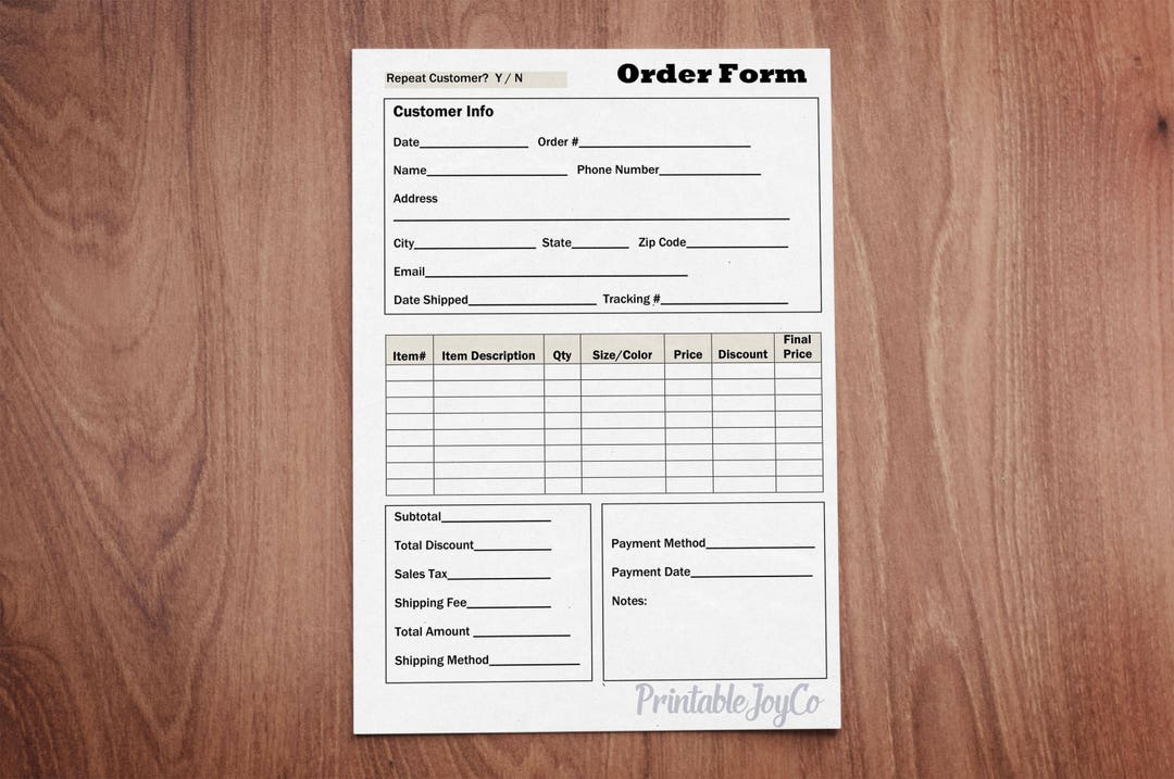 Order Form A5 Small Business Planner Instant Download Printable PDF ...