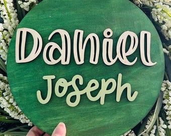 Letrero de madera personalizado de 10" con el nombre del bebé para la habitación del bebé