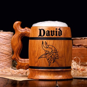 Wikinger Tassen Personalisierte Wikinger Kaffeetassen, individuelle Wikinger Tassen, Bierkrüge aus Holz, Minnesota Wikinger, Odin Tassen, skandinavische Tassen