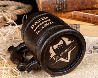 Geschenke für Trauzeugen in großen Mengen, personalisiertes Bierkrug-Set aus Holz, individuell gestalteter Bierkrug und Bierkrug für die Hochzeitsfeier
