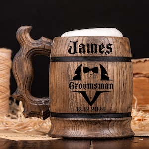 Custom Wooden Beer Mug Groomsmen Gift Wooden Beer Stein Wooden Tankard Engraved Beer Mugs Beer Stein Tankard Wood Wooden Stein