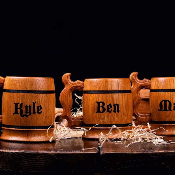 Wooden Beer Mugs Set 2 4 6 8 10, Custom Groomsmen Mug, Engraved Beer Mugs, Groomsmen Gifts, Custom Beer Mugs, Personalized Wooden Proposal