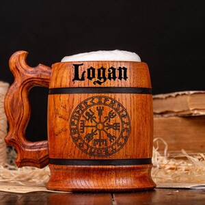 Custom Wooden Beer Mug Groomsmen Gift Wooden Beer Stein Wooden Tankard Engraved Beer Mugs Beer Stein Tankard Wood Wooden Stein image 10