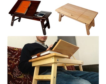Wooden Breakfast Tray for Bed, Folding Serving Tray Table, Laptop Lap Desk with Legs, Eco-Friendly Wood Bed Tray, Housewarming Gift