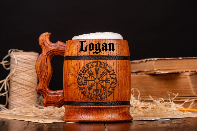 GROOMSMEN GIFTS Personalized Wooden Beer Mug Set Best Man Gift Ideas Groomsmen Proposal Gift from Bride