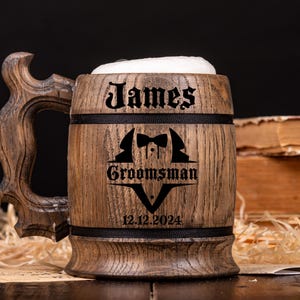 GROOMSMEN GIFTS Personalized Wooden Beer Mug Best Man Gift Ideas Groomsmen Proposal Gift from Bride
