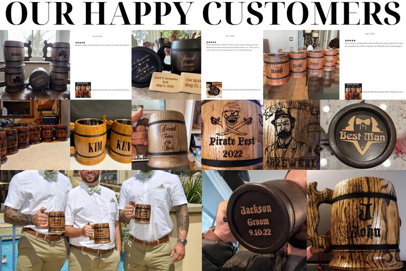 Gepersonaliseerde houten bierpul bruidsjonkers cadeau, aangepaste gegraveerde bierpul, Viking-pul stalknecht voorstel 5e houtverjaardagscadeau voor hem afbeelding 14