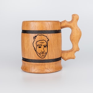 Gepersonaliseerde houten bierpul bruidsjonkers cadeau, aangepaste gegraveerde bierpul, Viking-pul stalknecht voorstel 5e houtverjaardagscadeau voor hem afbeelding 13