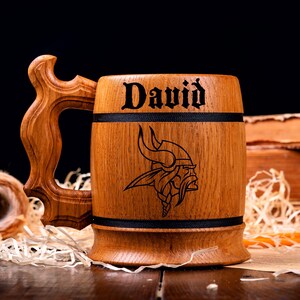 Custom Wooden Beer Mug Groomsmen Gift Wooden Beer Stein Wooden Tankard Engraved Beer Mugs Beer Stein Tankard Wood Wooden Stein image 11