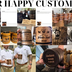 GROOMSMEN GIFTS Personalized Wooden Beer Mug Set Best Man Gift Ideas Groomsmen Proposal Gift from Bride