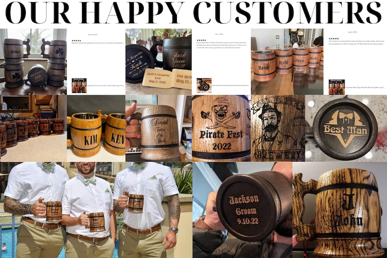 GROOMSMEN GIFTS Personalized Wooden Beer Mug Set Best Man Gift Ideas Groomsmen Proposal Gift from Bride