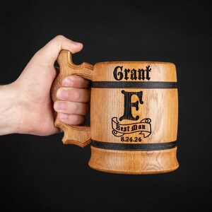 GROOMSMEN GIFTS Personalized Wooden Beer Mug Best Man Gift Ideas Groomsmen Proposal Gift from Bride