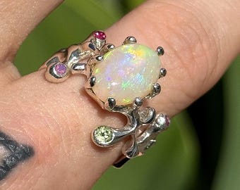 Magical Bespoke Solid Australian Opal Ring in 100% Recycled Sterling Silver