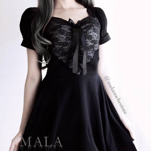 Dress Lolita Black Dress Skater Dress 