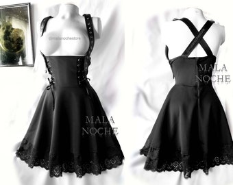 Dress Barbara,  black dress, vegan leather dress, gothic, dark dress, vegan leather skirt, goth dress, Witch skirt, victorian dress