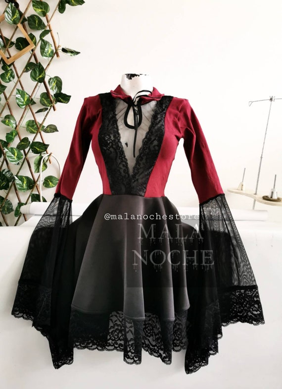 Tabitha Bloody gothic jurk victoriaanse jurk zwarte - Etsy België