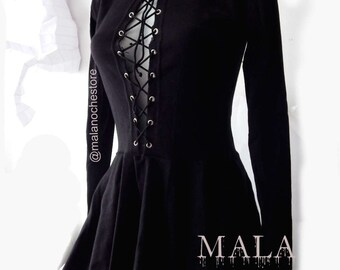 Goth skater dress , Evangeline dress, dark dress, rock clothing, gothic dress, Skater Dress, Witchy dress,