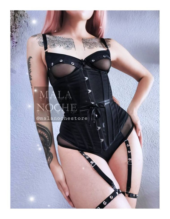 hul mytologi Overfrakke Corset Elvira Bdsm Lingerie Victorian Corsé Black Gothic - Etsy