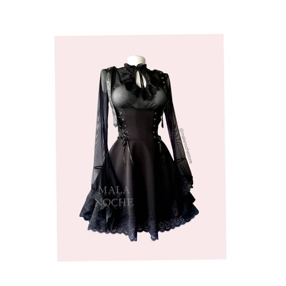 Outfit Dress & Crop Top Barbara, Victorian Dress, Gothic Clothing, Goth  Top, Goth Dress, Lace Dress, Mesh Dress, Witch, Dark, Goth, Witchy 