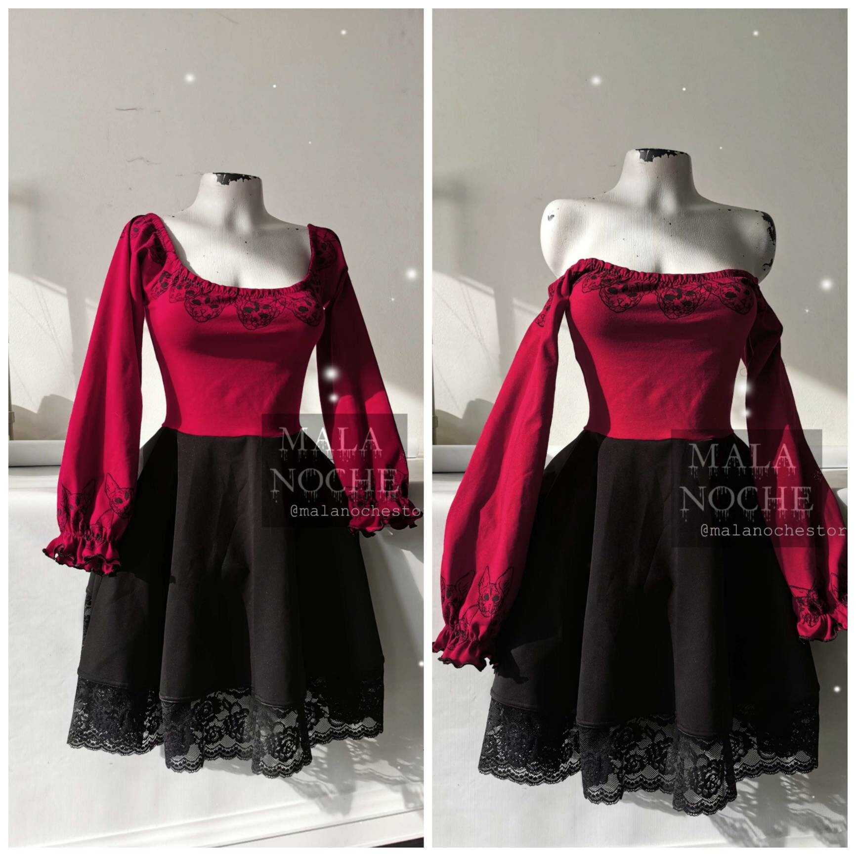 Red black dress Etsy Mexico