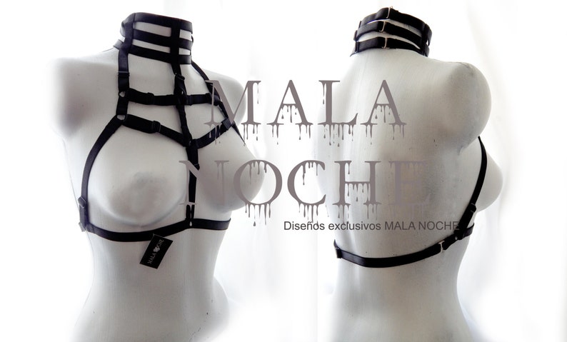 Harness Choker, choker BDSM, body harness, Bdsm harness, Bondage bra harness, bdsm, burlesque lingerie image 1