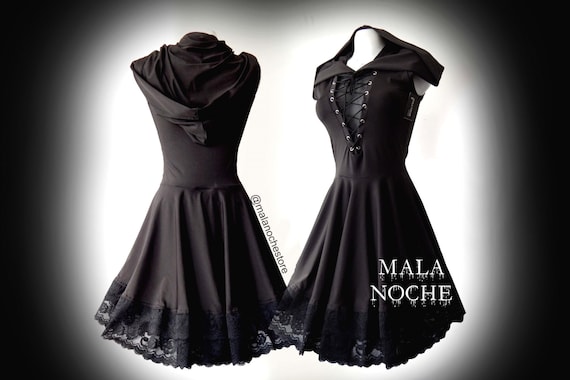 Dress Scarlat , black  dress, lace dress, dark clothing, victorian dress, lolita, gothic, hood dress, gothic, dark