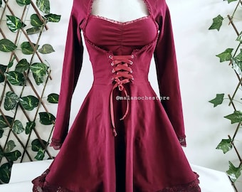 Dress Burgundy, lace dress, redwine dress, short dress, women dress, skater dress, gothic dress, goth, dark, victorian dress, dresses, goth