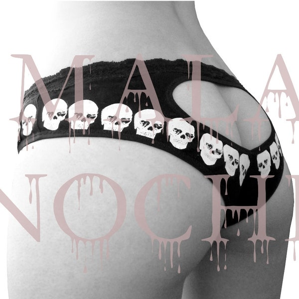Skull Heart Panty, goth lingerie, goth underwear, skull lingerie, Skull