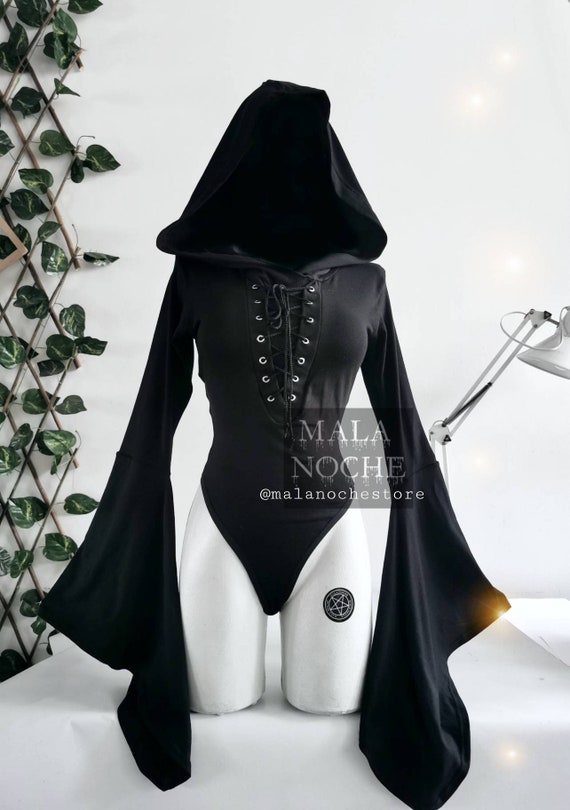 Bodysuit Black Gothic Bell Sleeves Bodysuit Goth Cotton Bodysuit Gothic Lingerie Goth Lingerie Black Bodysuit Dark Clothing Dark Etsy Canada