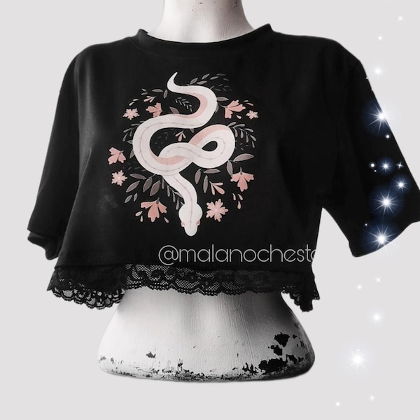 Crop Pink Snake, crop snake, top gothic, snake, gothic crop top, goth, dark, hoodie, crop too, oversize hoodie, black top, cotton top