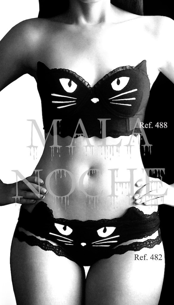 Cat Bra Brasier De Gato Brasier Meow Cat Lingerie Cat Underwear