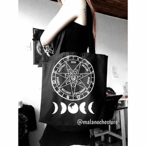 Tote Bag Magic, dark, Goth, gothic, 100% cotton tote bag, witch, Witchy, gothic bag, Moon bag, magic bag, handmade bag, reusable bag, Moon,