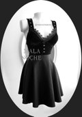 Dress Raquel , dress black velvet, guipure, dark clothing, lace dress, goth dress, black velvet, gothic, pencil dress product logo