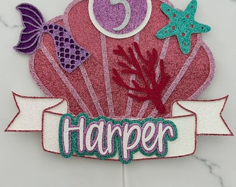 Personalized Mermaid Cake Topper | Mermaid Party | Under The Sea Cake Topper