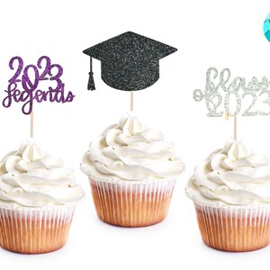 Personalized Graduation Cupcake Toppers, Set of 12 | School Name Cupcake Toppers | Graduation Decorations | Graduation Decor