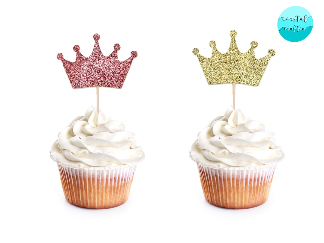 Princess Crown Cupcake Toppers Set of 12 Princess Party Etsy