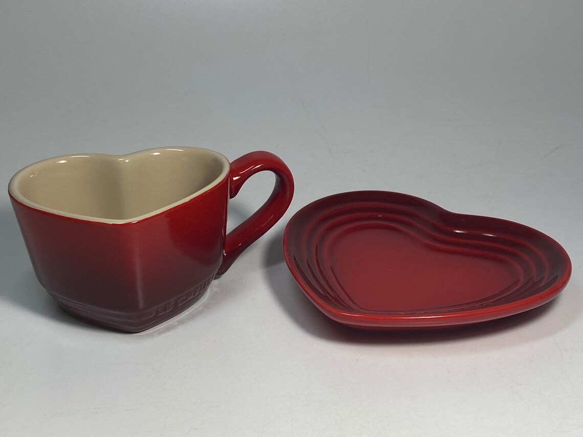 Le Creuset Cerise Red Heart Stoneware Ceramic Tea /Coffee Cup | Etsy