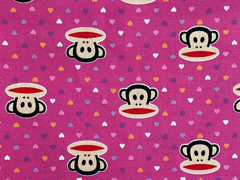 RARE Paul Frank Hot Pink Monkey Hearts Cotton Quilt Fabric | Etsy