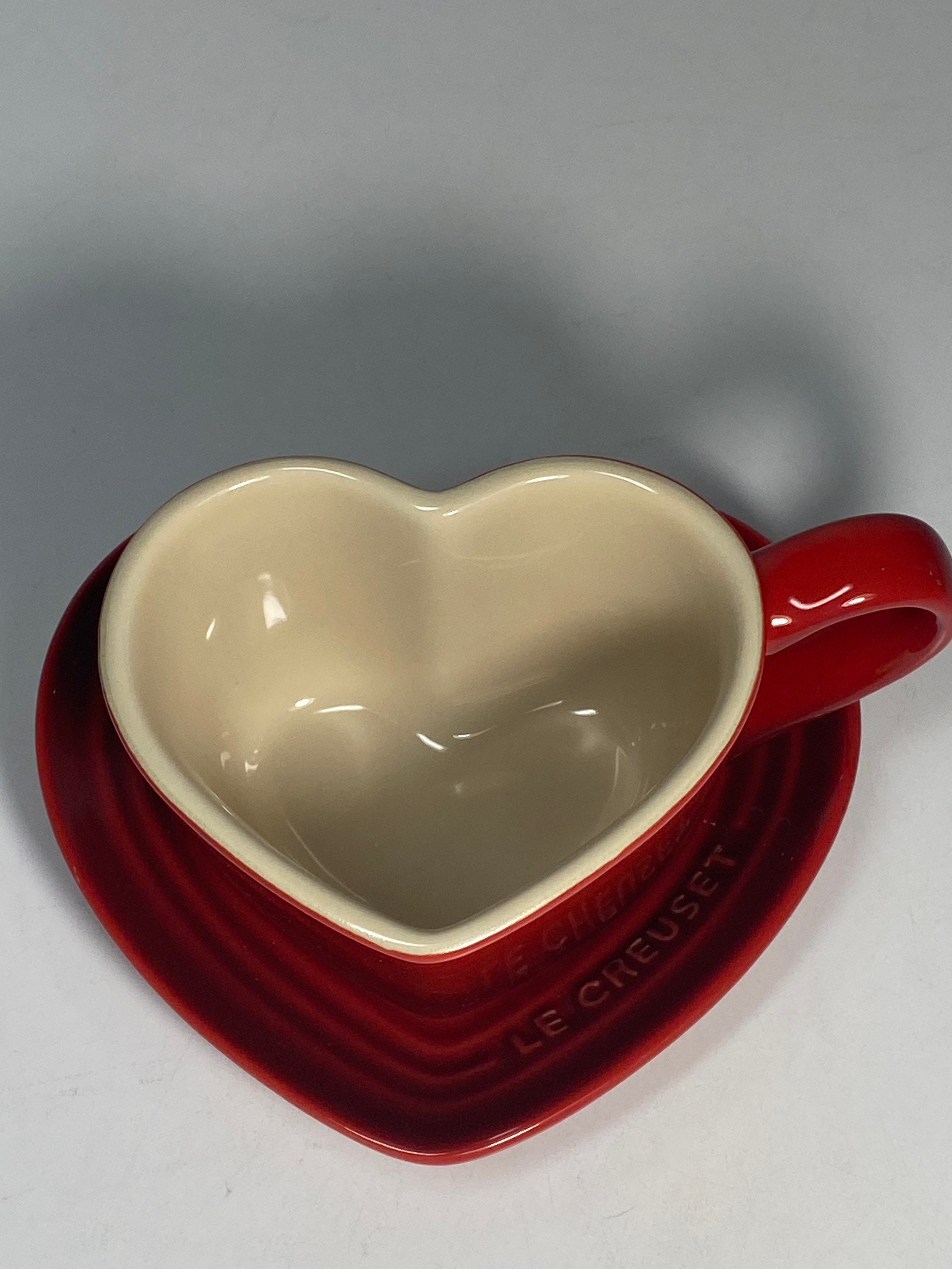 Le Creuset Cerise Red Heart Stoneware Ceramic Tea /Coffee Cup | Etsy