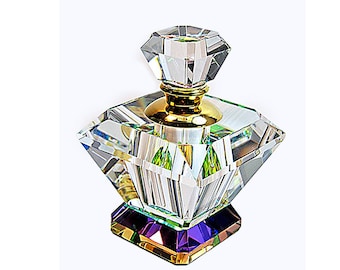 Genuine Lead Cystal Perfume Bottle With Crystal Stopper And Glass Rod.