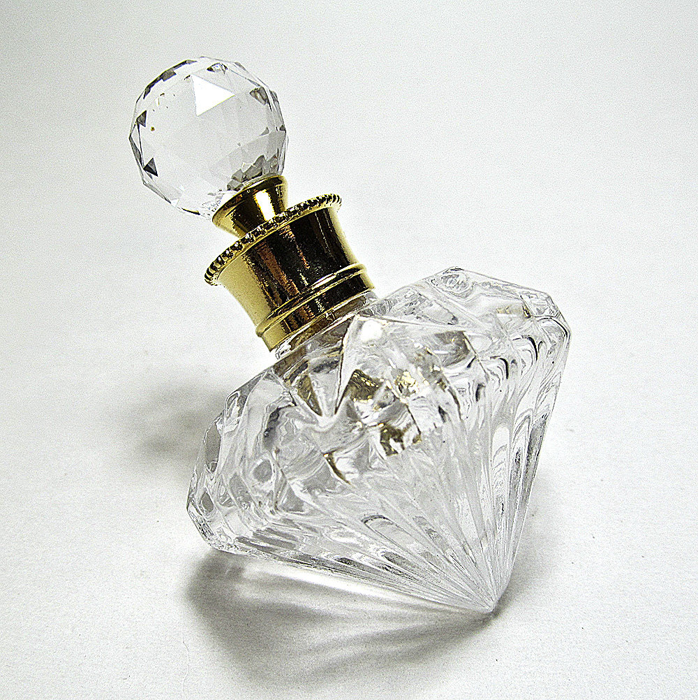 Buy Fancy Diamond Shape Glass Perfume Bottle With Crystal Stone