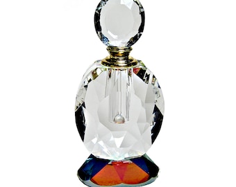Genuine Lead Crystal Perfume Bottle With Crystal Stopper And Glass Rod.