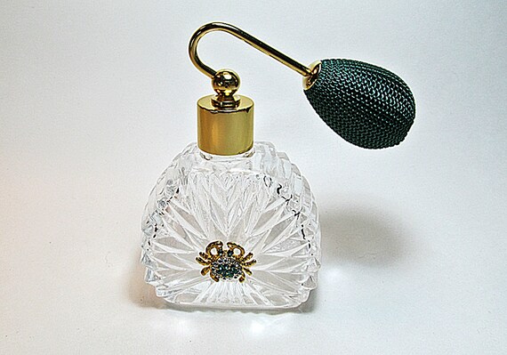 Buy Unique Perfume Crystal Glass Bottle With Green Bulb Spray