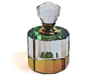 Genuine Lead Crystal Perfume Bottle With Crystal Stopper and Glass Rod.