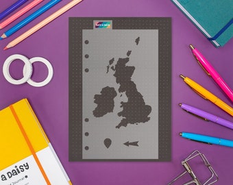 UK and Ireland Map / Holidays / Trips - A5 Journal / Planner Stencil