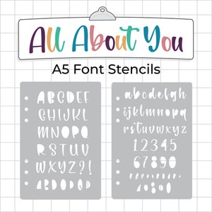 Estêncil de diário de fonte manuscrito "All About You" - Estêncil de diário de fonte A5 maiúsculo/minúsculo/planner