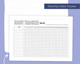 Monthly Habit Tracker Full Page Sticker Sheet - Large Journal Sticker - Monthly Habits Planner Sticker - ADHD, Chronic Illness, Pain Tracker