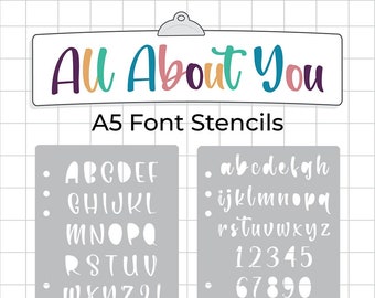 Handwritten 'All About You' Font Journal Stencil - Upper / Lower Case A5 Font Journal / Planner Stencil