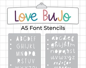 Handwritten 'Love BuJo' Font Journal Stencil - Upper / Lower Case A5 Font Journal / Planner Stencil